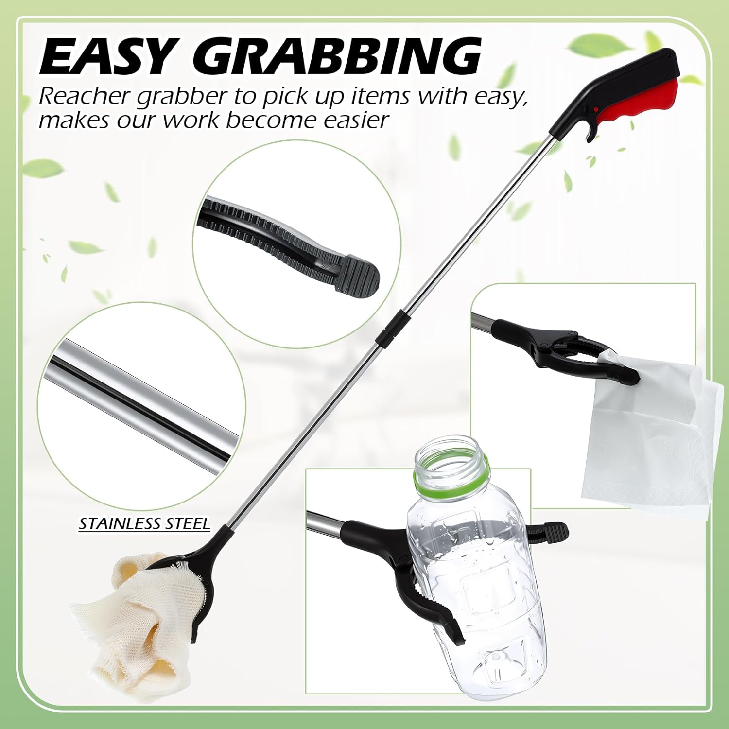 Norme 20 Pcs 32.7" Grabber Reacher Tool Bulk, Foldable Long Handle Trash Picker for Elderly, Lightweight Handy Aid Nonslip Claw Grabber for Arm Extension 360 Rotating Pickup Stick