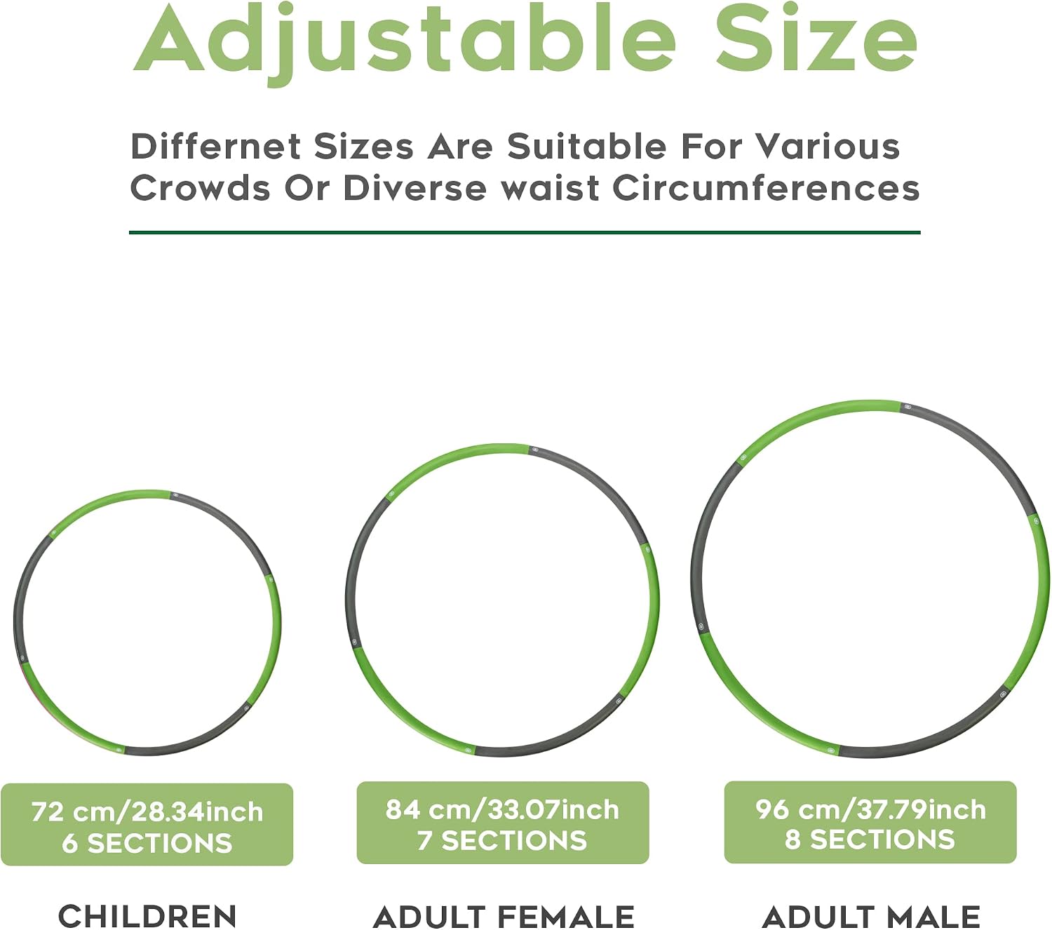 Weighted Hula Hoop for Adults - 8 Sections Detachable Professional Soft Padding Hoola Hoops for Women | 2lbs Weighted Hoola Hoop for Exercise