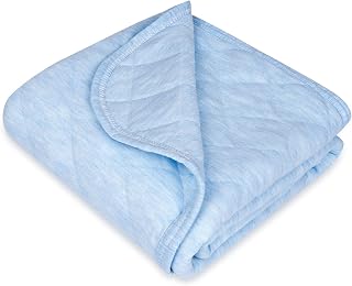 Organic Cotton Baby Blanket Warm, Breathable and Super Soft Quilted Toddler Blanket for Boys and Girls - Thermal Crib Blanket Thick and Light Weight 39''x47'' Large - Light Blue