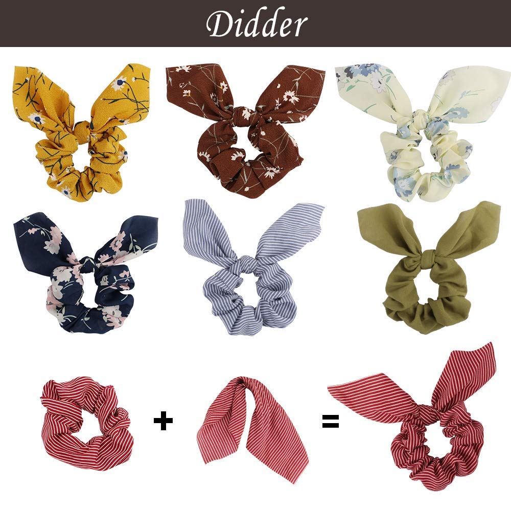 Didder 20 Pack Bow Scrunchies for Hair, Cute Hair Scrunchies Ties Women Hair Ties Chiffon Elastic Scrunchie with Bow Bobbles Ropes Scrunchies Soft Bunny Ear Bow Scrunchie Gift for Women Girls