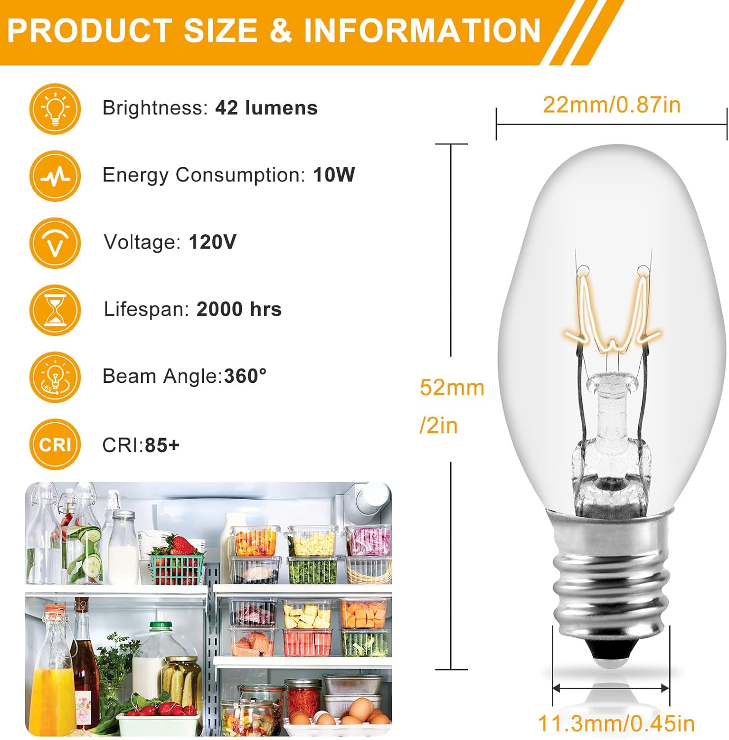AMI PARTS 22002263 Dryer Light Bulb 10W 120V Light Bulb Replacement Fit for Whirlpool Kenmore Kitche-Naid Dryers for WP22002263 3406124 4344740 PS11739347 AP6006279 2-Pack
