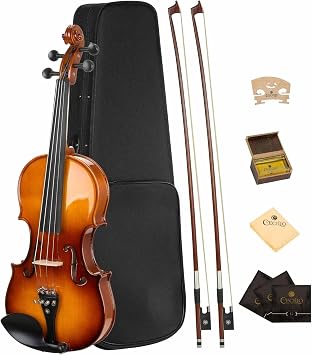 CVN-300 1/2 Violin Solidwood Violin with Hard Case, Bow, Rosin, Tuner, Shoulder Rest & Lesson Book Ideal for Beginners