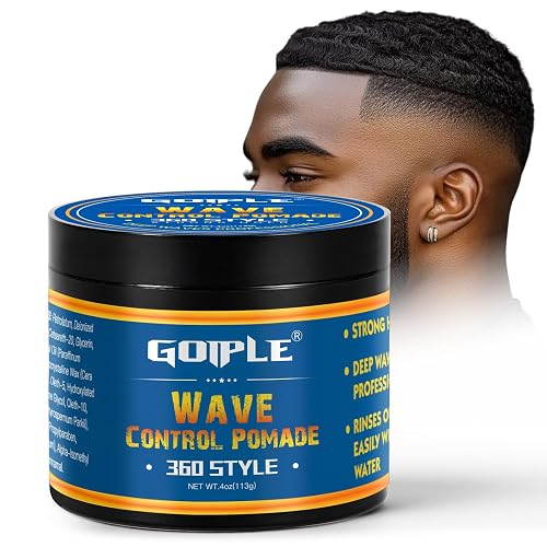 Goiple Natural Wave Pomade Strong Hold Easy Wash 360 Wave Training Hair Cream 4 oz
