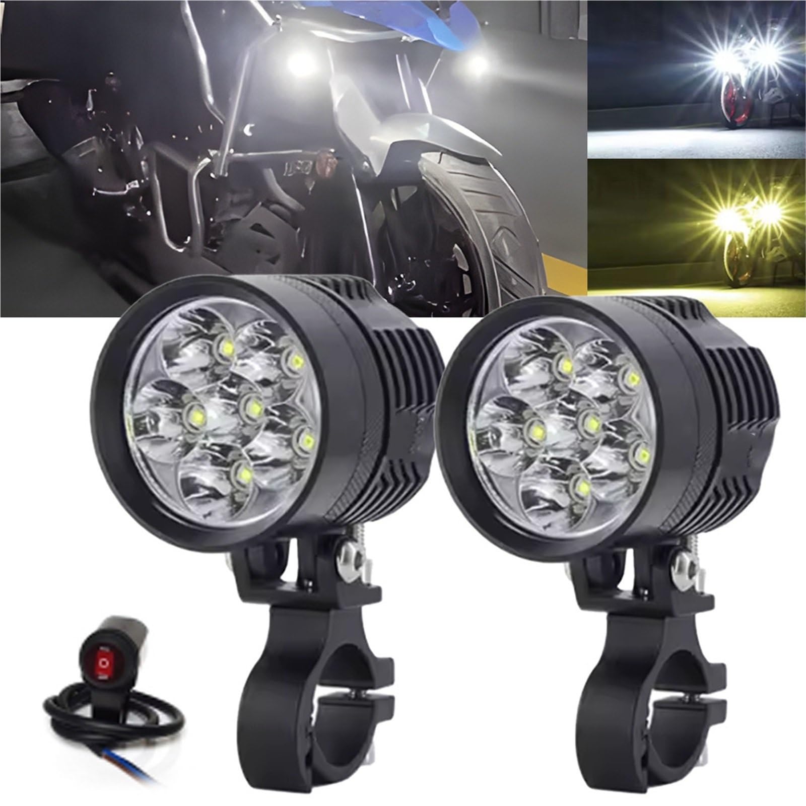 Motocykl Head Light 2 szt. L6X reflektor LED motocykl Moto reflektor lampa błyskowa przeciwmgielna punktowa żarówka Motos super jasna 12V Dirt Bike Reflektor(1 PC)