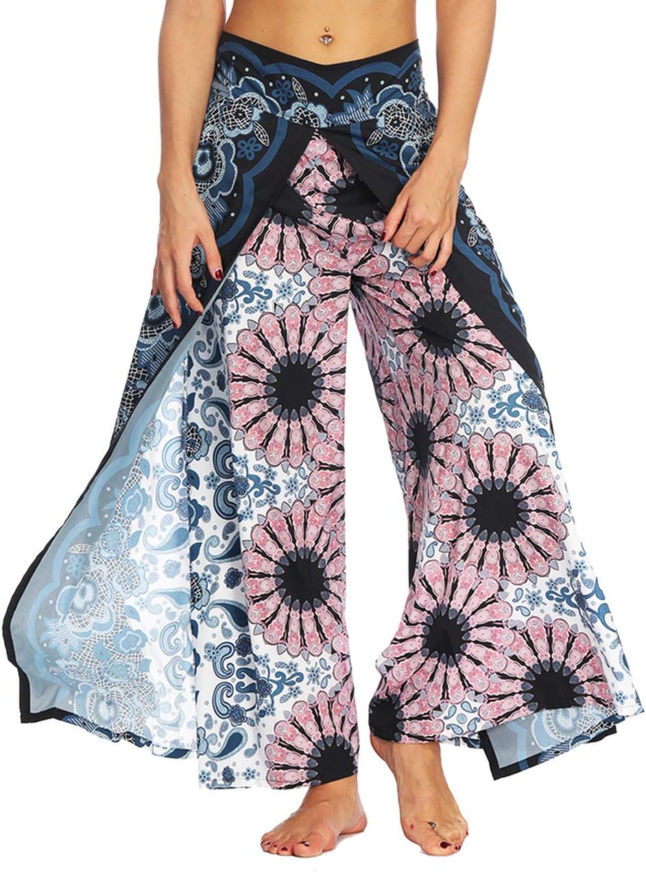 Women's Boho Hippie Split Pants with 