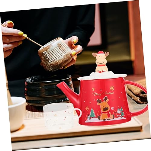Miniatura 7 de 1 juego de tetera de cerámica de Navidad teteras de Navidad tetera de Navidad tarro de galletas de Navidad tazas de café tazas de té con tapa hoja