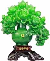 【匿名配送】牡丹・絵・風水・縁起物・最高の花・花王・尊い花 Amazon.co.jp: 風水金のなる木緑色の牡丹の花の像は富と幸運を