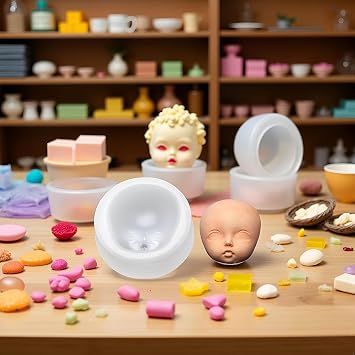 Silicone Molds for Candle Making Resin Chocolate Mold Dolls Head Face Mould, Silicone Baby Face Baby Head Moulds Handmade Candle Mold Soap Making Molds Clay Molds Resin Mold Silicone Mold