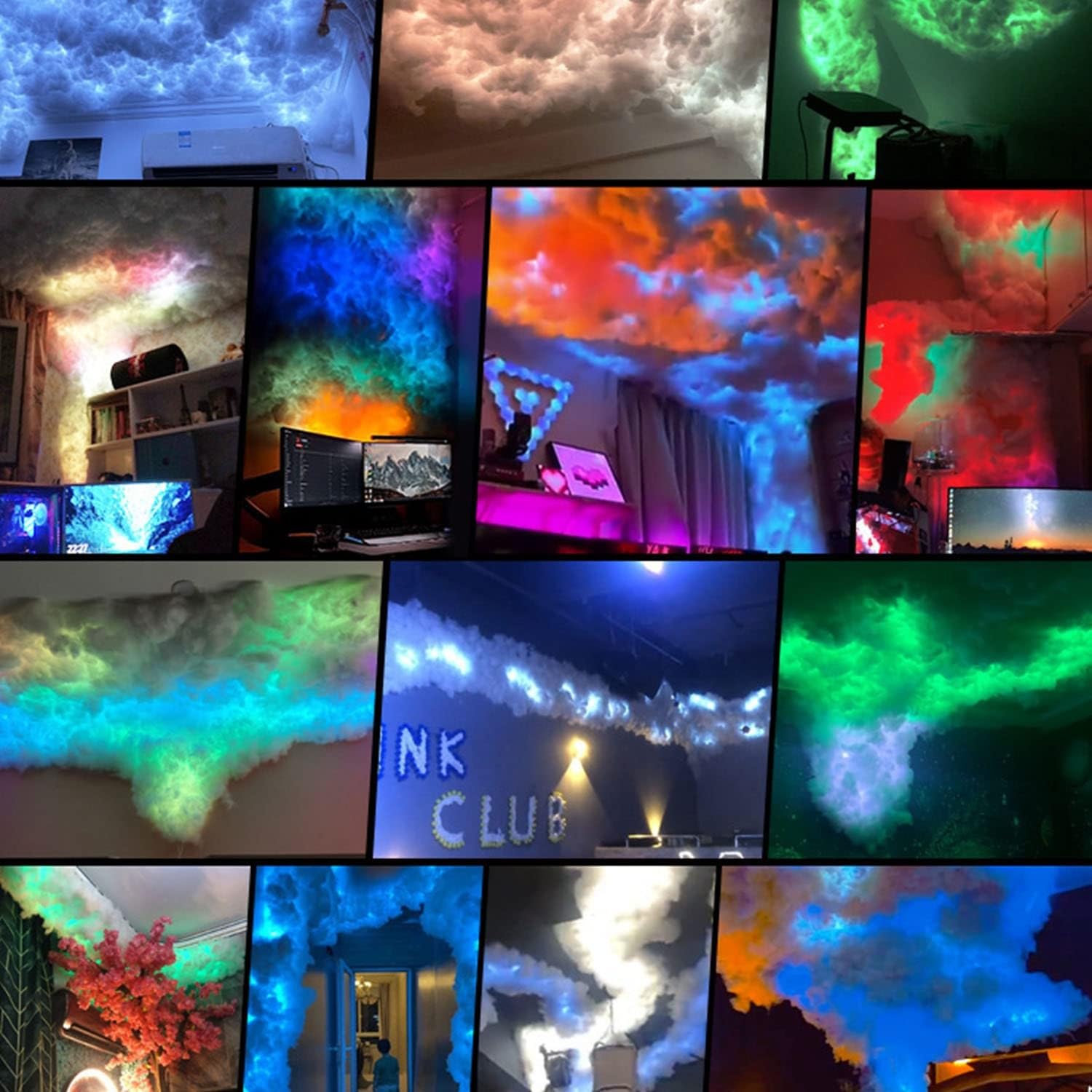 Luz De Nube LED, Luz LED De Nube 3D Artificial De Algodón Lámpara De Nube De Trueno RGB Para Techo De Pared Con Control Remoto Juegos Club Bar DJ Fiesta Luz 5m