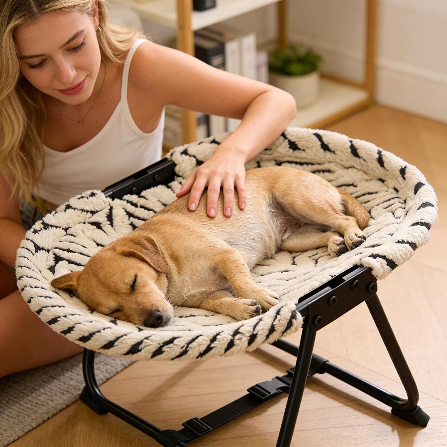 Elevated Pet Bed, Foldable Dog Cot Hammock, Lightweight Sturdy Frame for Support, Breathable Non-Slip Fabric with Easy Maintenance, Indoor Outdoor Pet Resting Spot, Dogs Puppies Cats Kittens