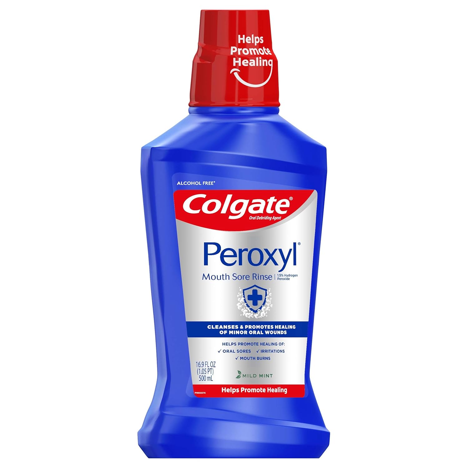 Colgate Peroxyl Antiseptic Mouthwash and Mouth Sore Rinse, 1.5% Hydrogen Peroxide, Mild Mint - 500ml, 16.9 Fluid Ounces