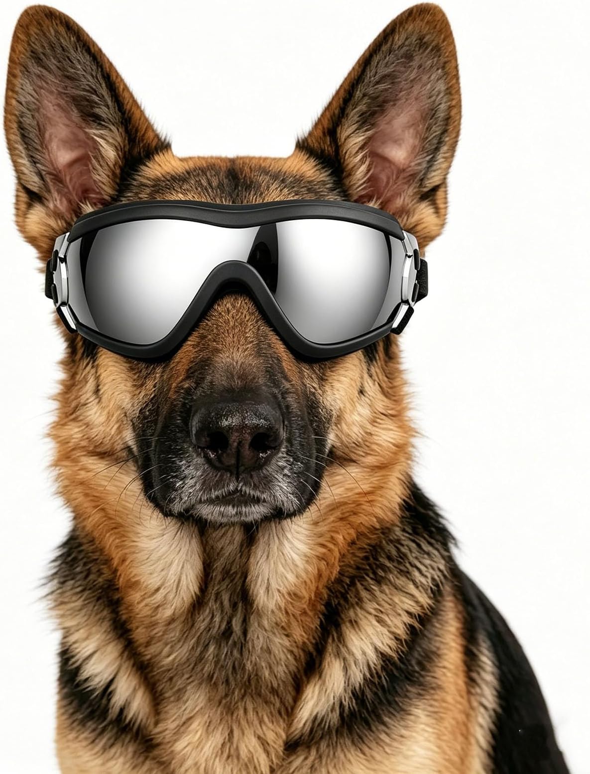 NAMSAN Dog Goggles Medium to Large Breed, Anti-UV Sunglasses for Dogs Large Breeds, Windproof Driving Dog Eye Protection, Doggy Glasses with Elastic Straps, Adjustable, Black