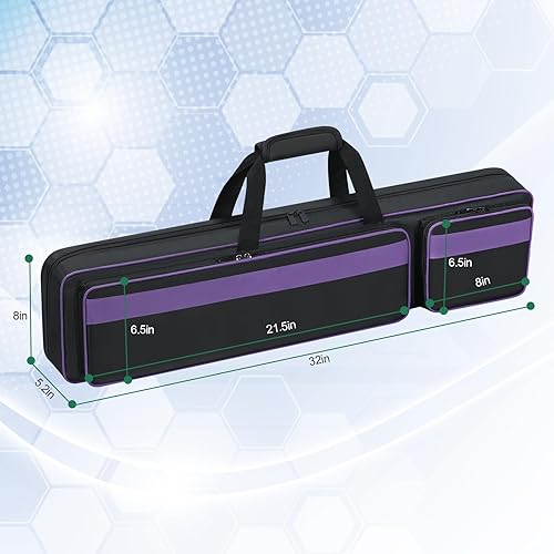 Miniatura 5 de Estuche para Taco de Billar 4x5, Funda de Transporte para Taco de Billar Suave Acolchada Bolsa para Palos de Billar con Múltiples Bolsillos para 4