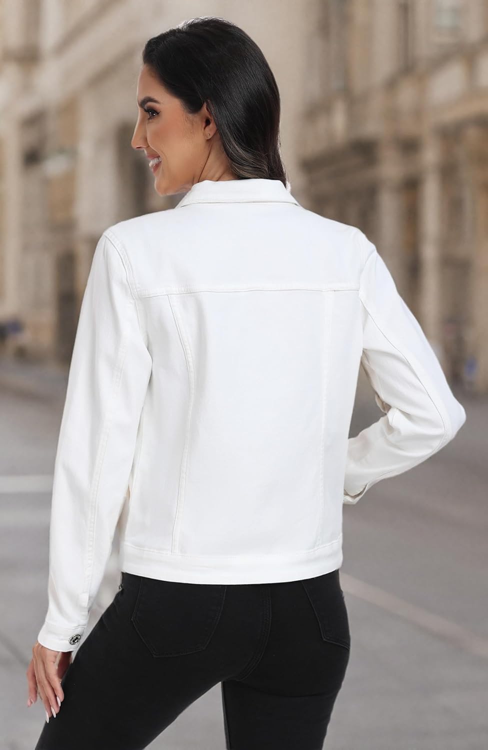 J.Corrine Women's Stretchy Denim Jacket Long Sleeve Vintage Basic Trendy Button Up Trucker Jean Jackets - Image 7