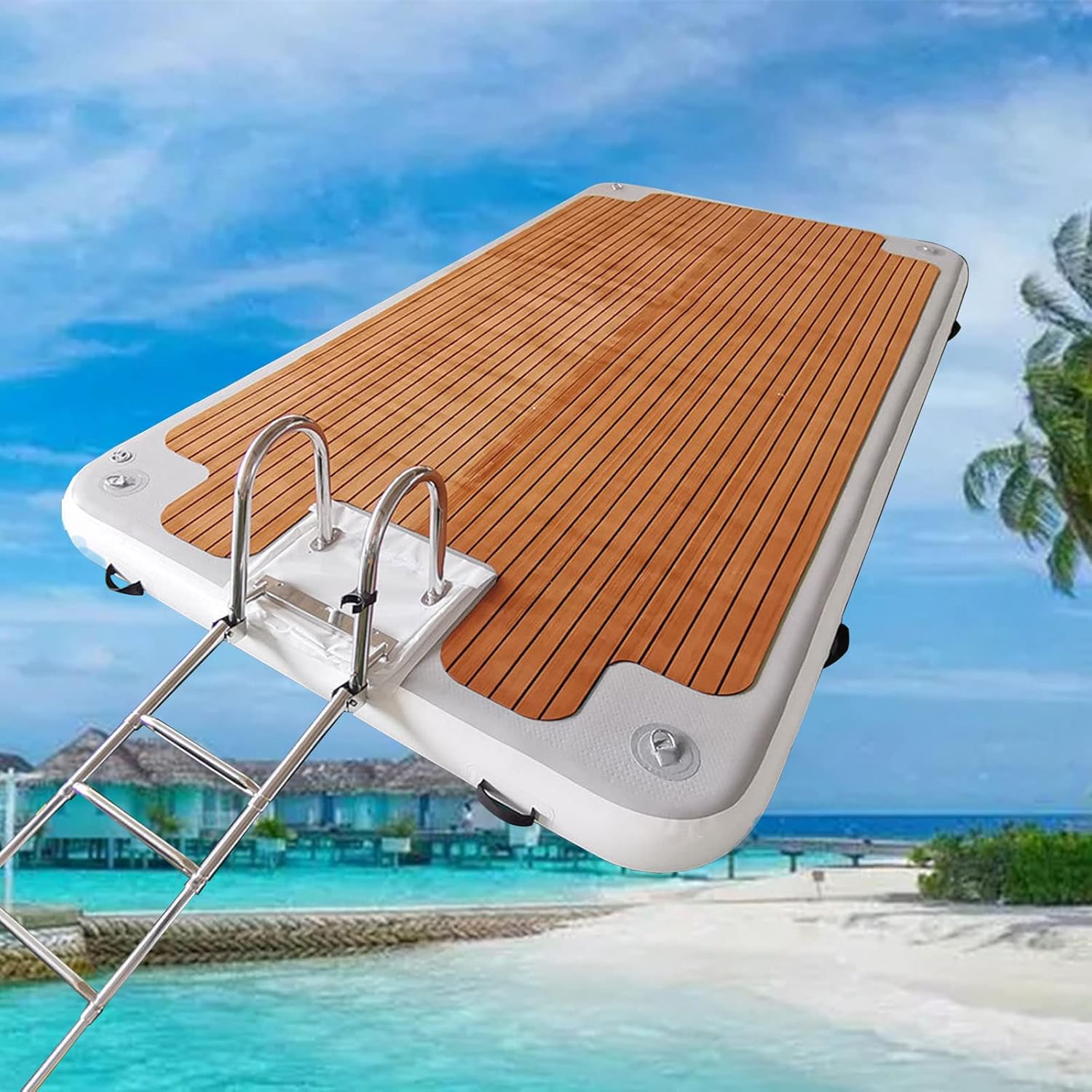 Aufblasbare DockSchwimmplattform, TeakholzFreizeitplattform Mit