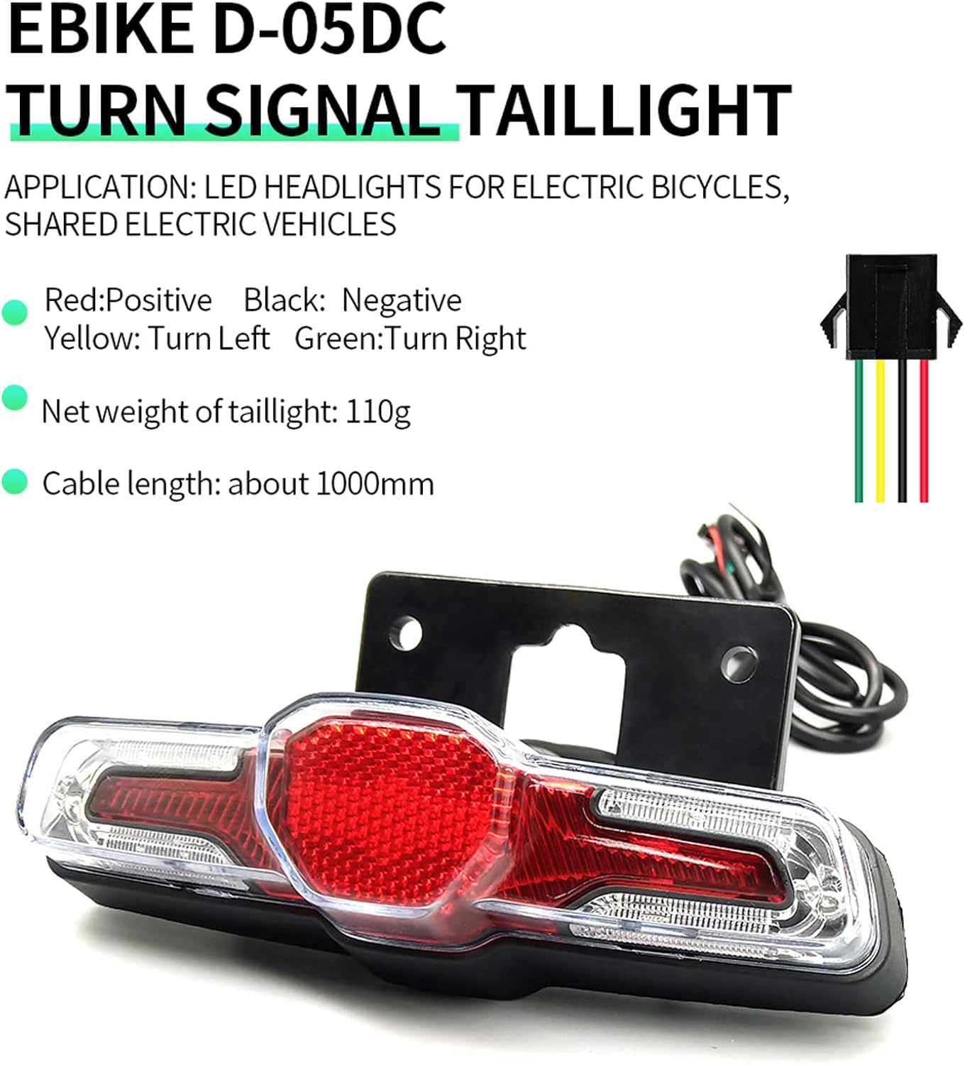 Ebike Light Collection with QD139 Frontlight DC50 Taillight DK226 Switch Cable Use for Warning Light Turn Signal and Horn