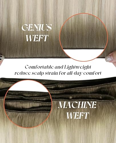 Miniatura 54 de Sunny Hair Extensiones de cabello humano de color marrón para coser, extensiones de cabello humano real, color marrón oscuro, ombré, marrón claro