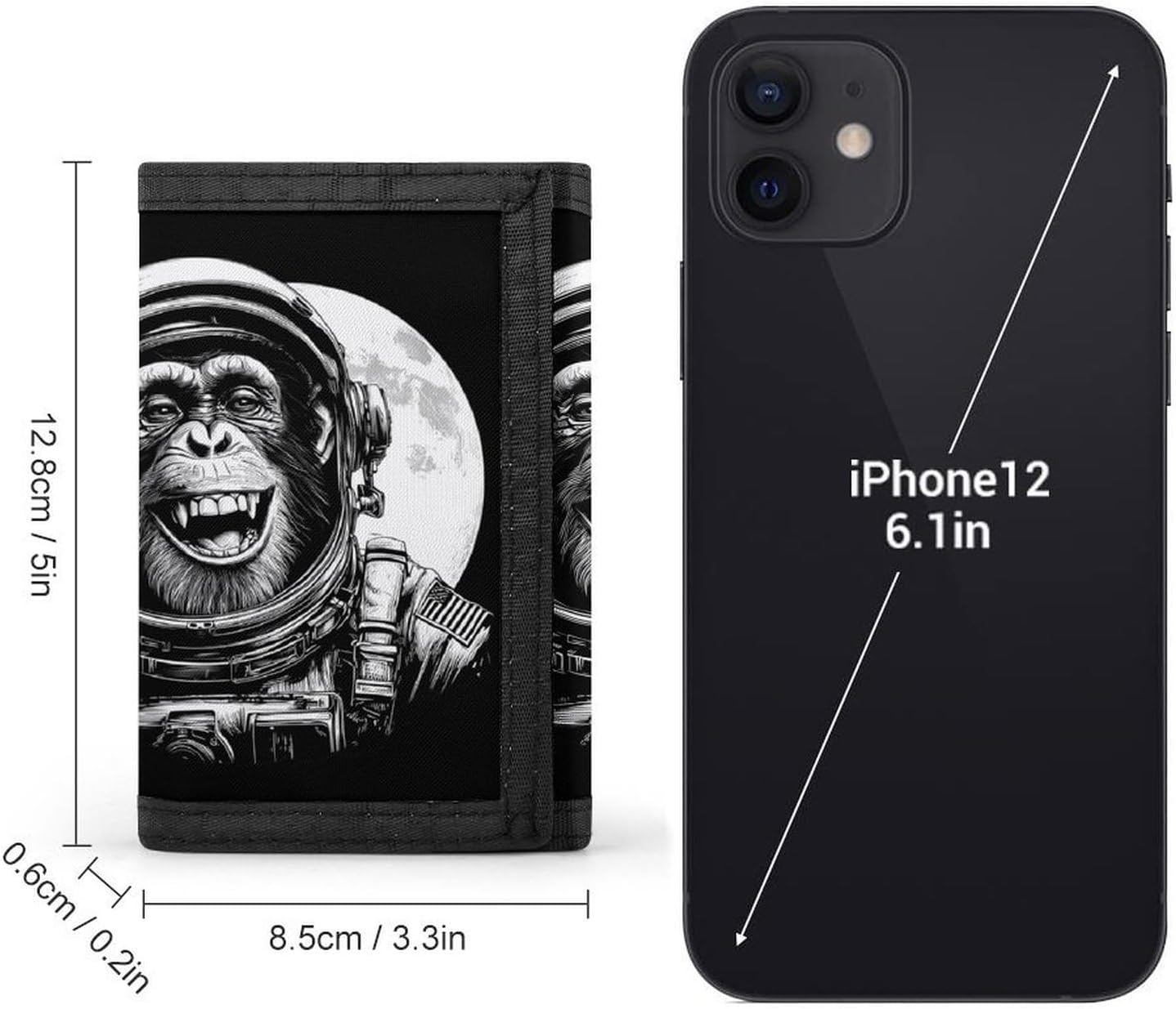 Chimpanzee Astronaut Monkey Trifold Slim Wallet Front Pocket With Money Clip And ID Credit Card Slots For Travel Work