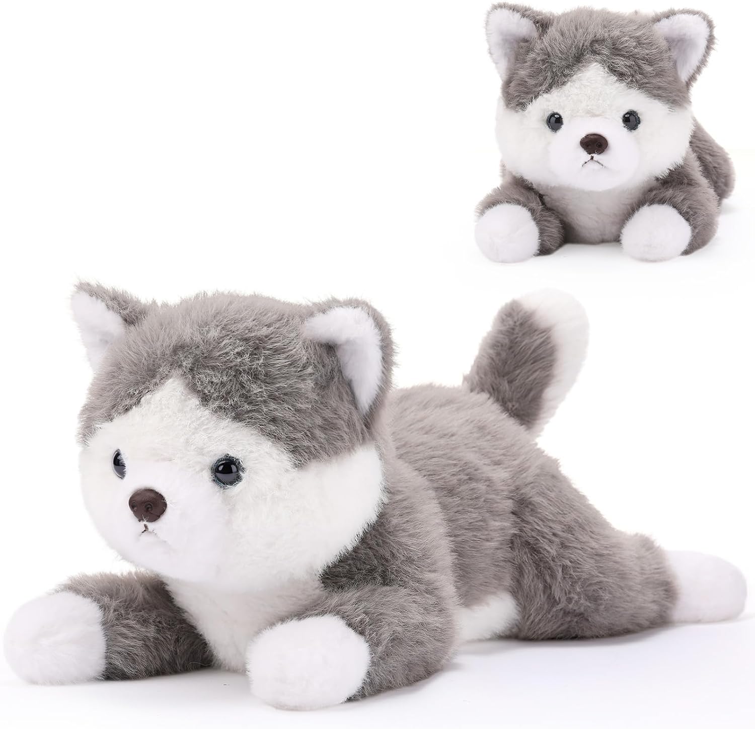 Leitee 17.72 Inch Weighted Plush Dog Stuffed Animal, Large Soft Realistic Plush Cute Dog Pillow for Boys Girls Classroom Birthday Party Favors(Gray,Husky)