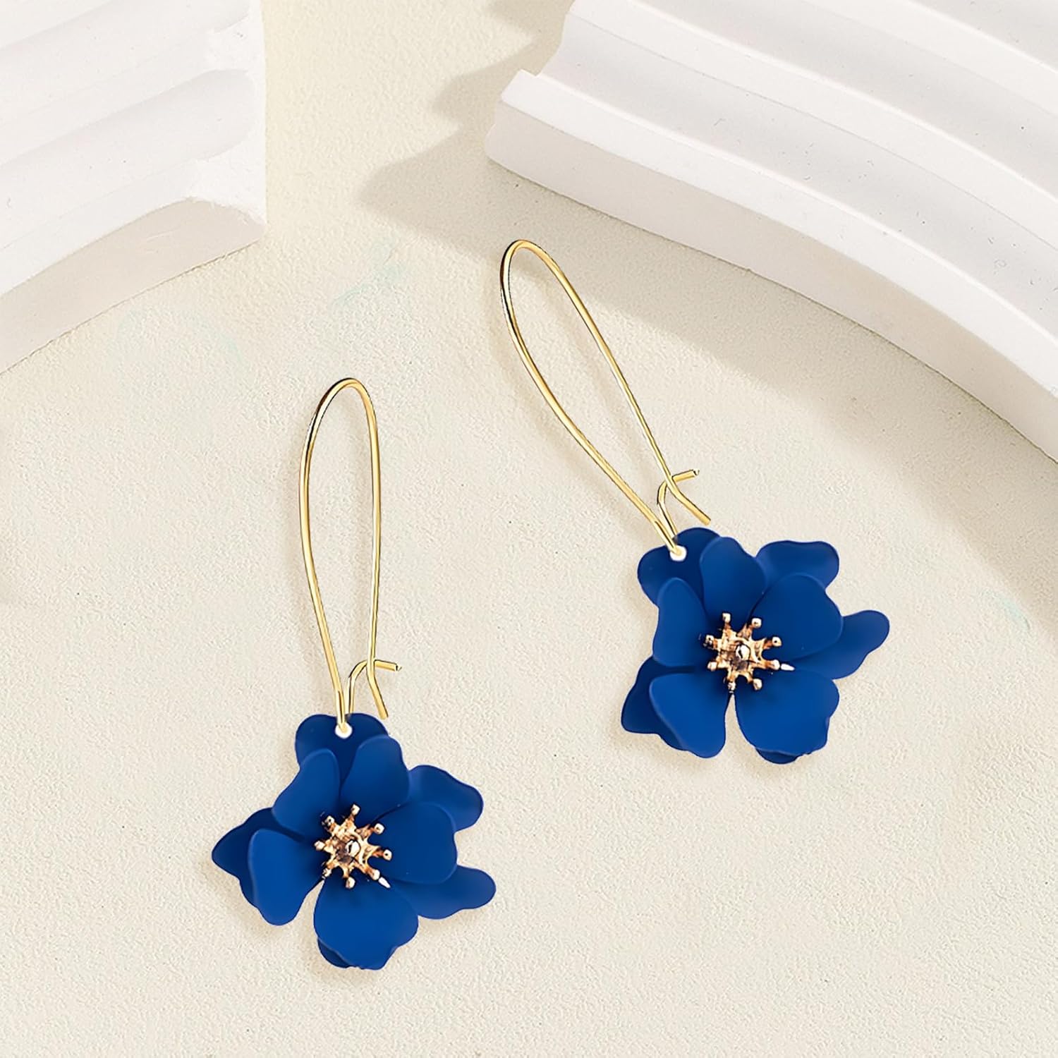 Handmade Boho Flower Earrings for Women Statement Exaggerated Layered Floral Petal Earrings Lightweight Bohemian Daisy Flower Earrings Tropical Hawaiian jewelry - Image 5