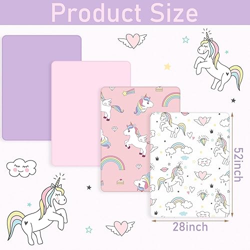 Miniatura 2 de Mixweer Juego de 4 sábanas para cuna para bebé, portátiles y cómodas, sábanas suaves y transpirables para cuna, para regalos de bebé, hogar, cuarto