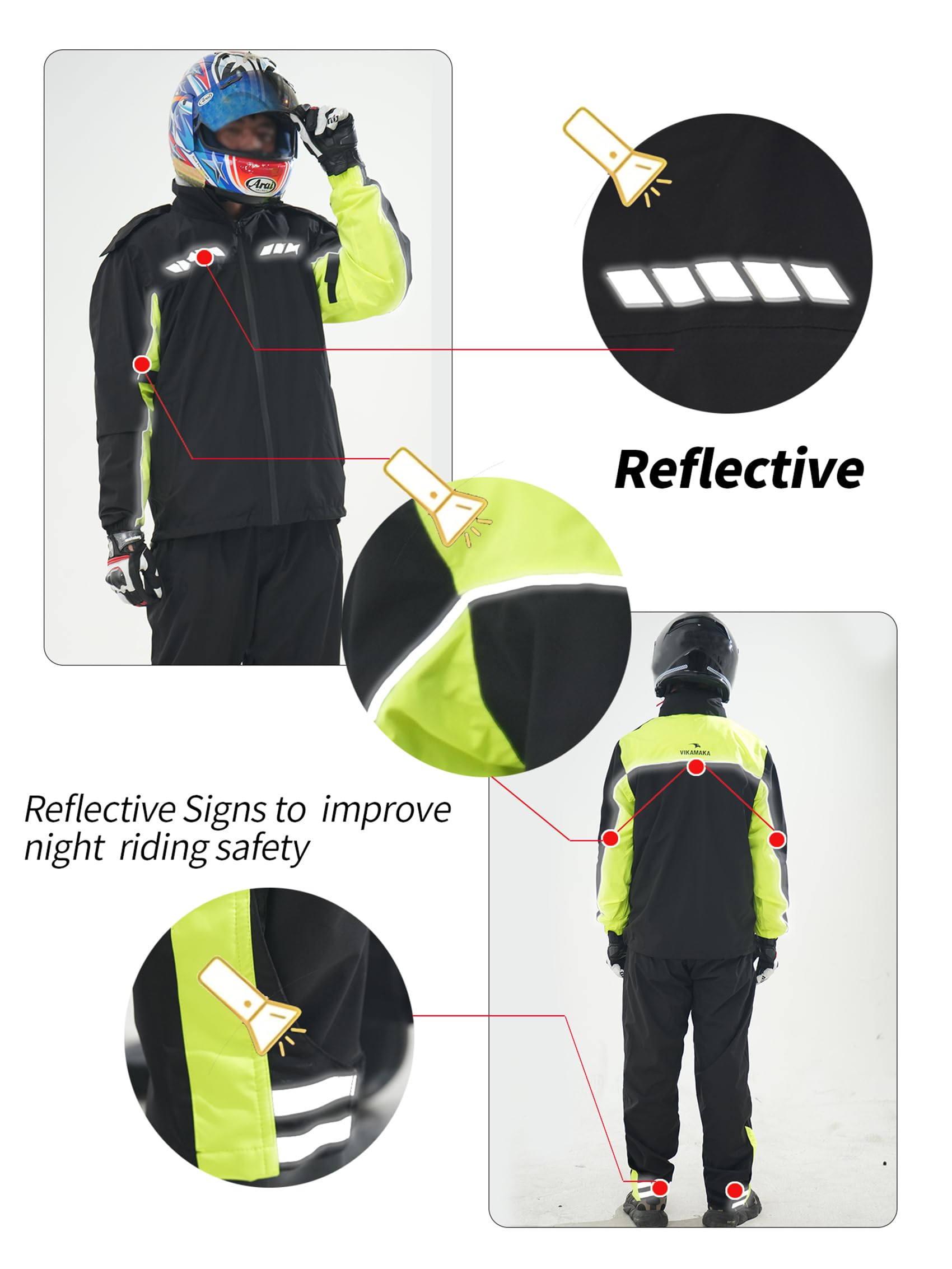 Regenanzug für Herren und Damen, wasserdichte Regenjacke für Motorrad, Golf, Wandern, Radfahren, Regenausrüstung