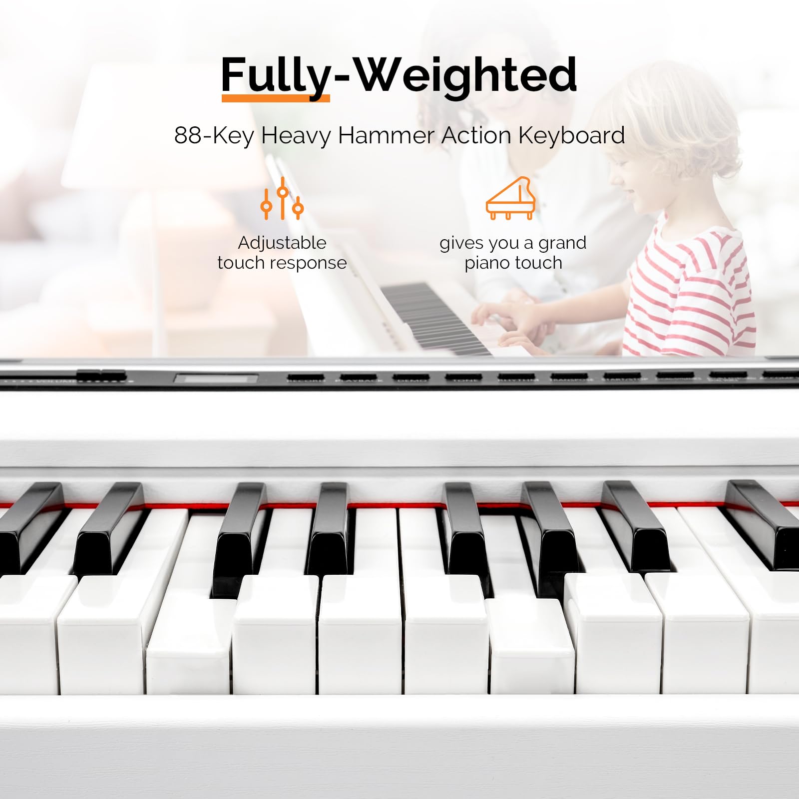 LALAHO E-Piano 88 tasti pesati, pianoforte digitale per principianti, tastiera piano con unità 3 pedali, MIDI-USB, doppio Bluetooth, altoparlanti stereo, 128 toni e ritmi, bianco