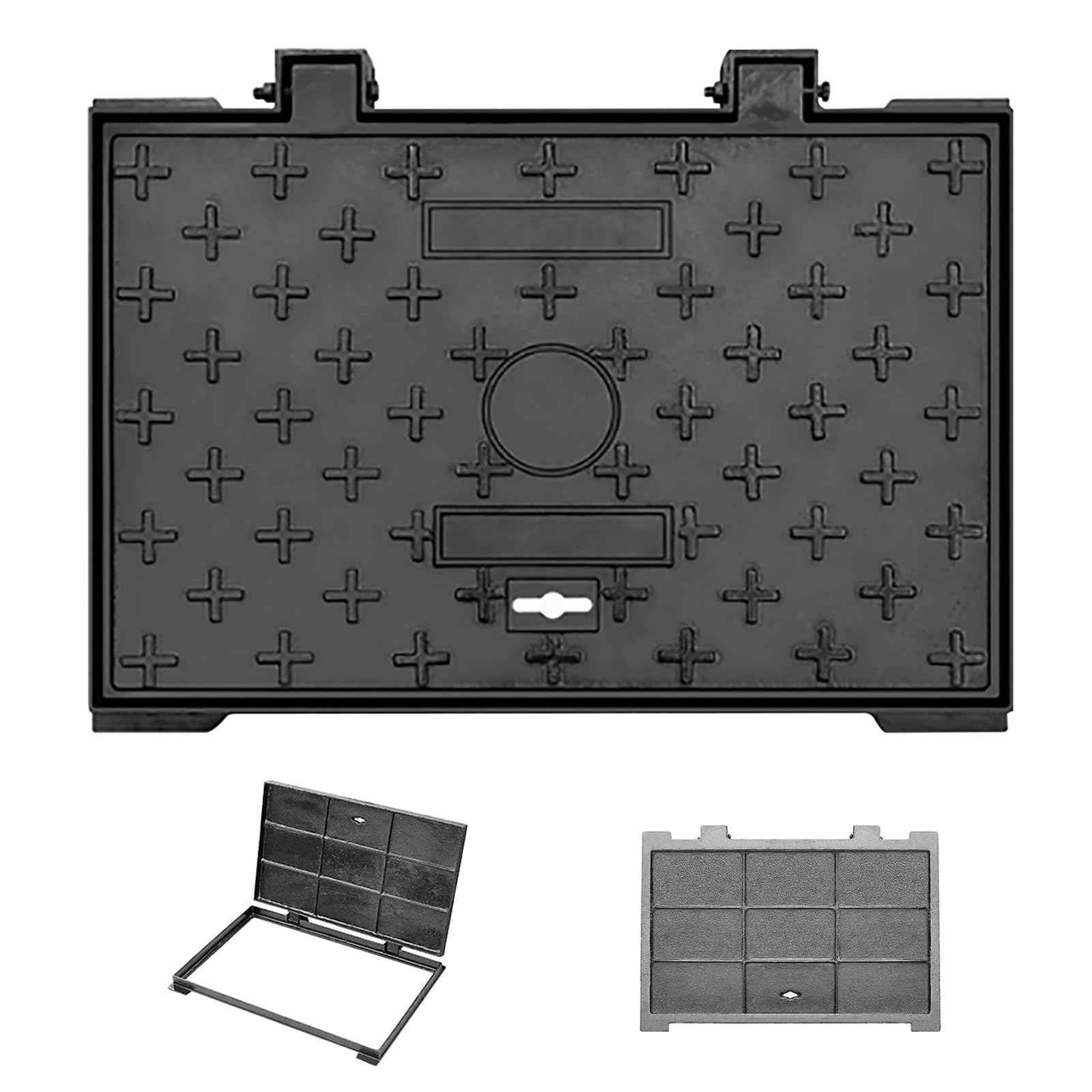 Couvercle de bassin d'égout en fonte robuste 40x60 avec finition anti-corrosion durable