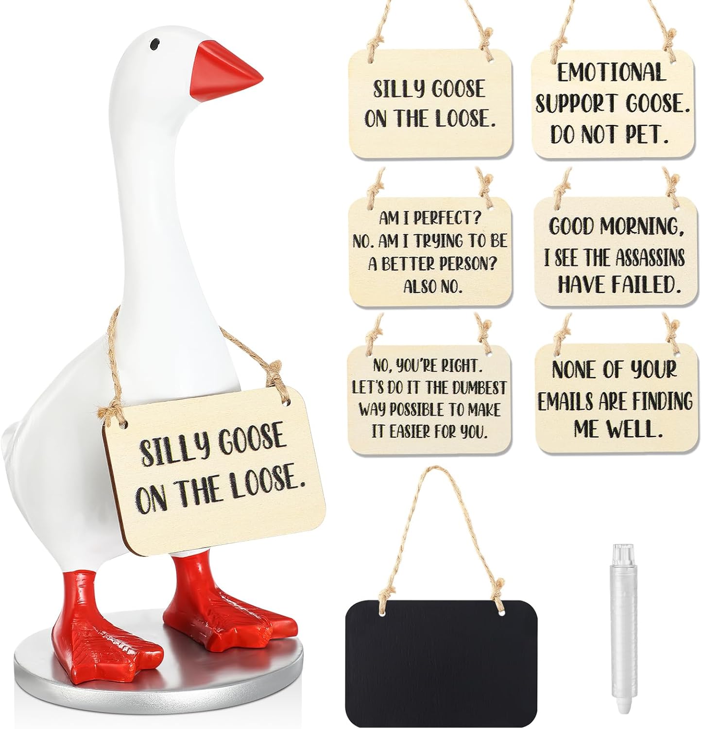 Relaxweex Magnetic Goose Key Holder Wooden Base, Motivation Quotes, 9 Pcs
