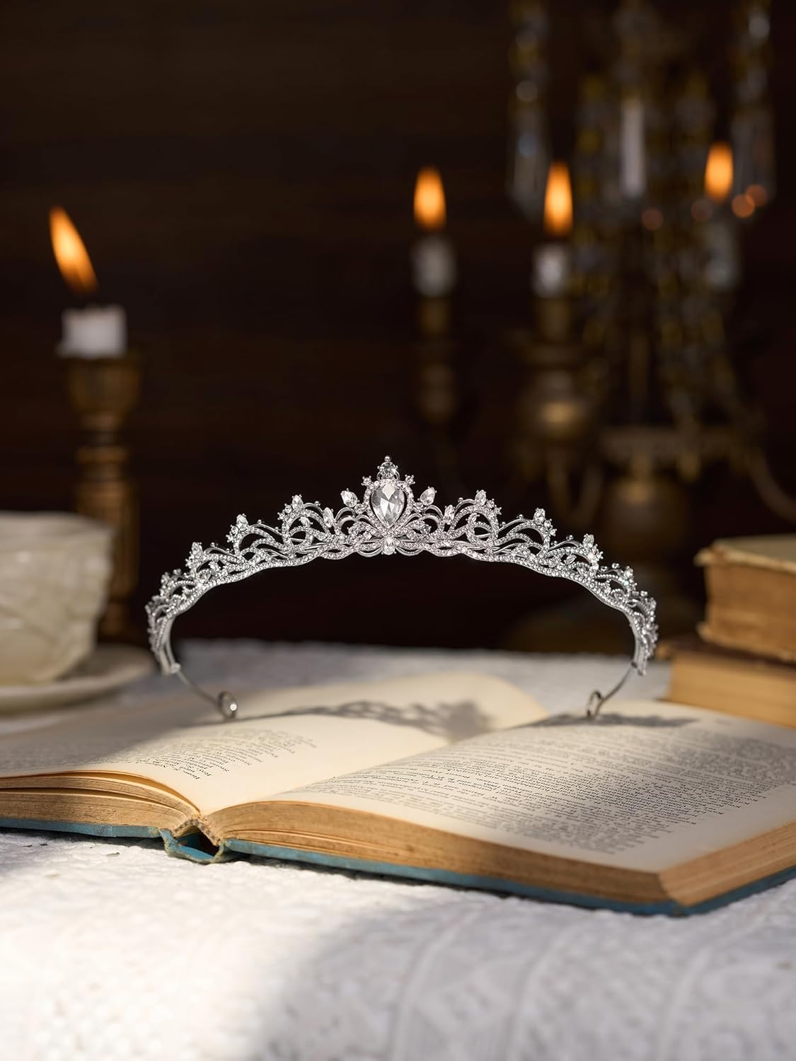 SWEETV Princess Tiaras for Women, Gold Crystal Crown for Birthday, Wedding Headbands for Bride, Rhinestone Tiara Headpieces Hair Accessories for Quinceanera Pageant Prom - Image 5