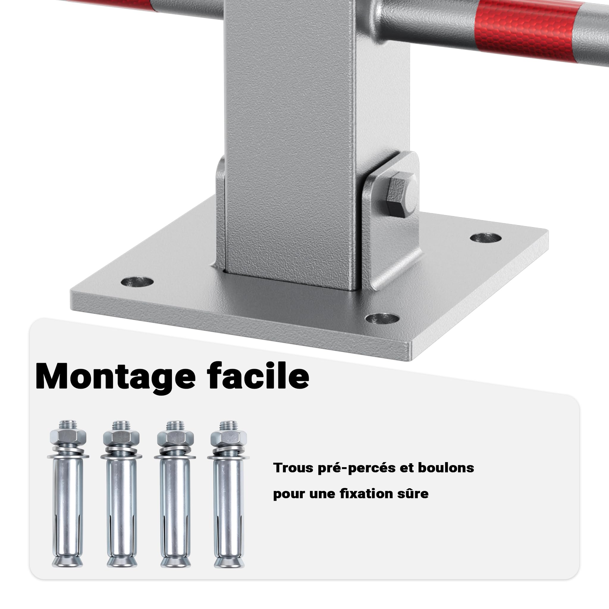 Wiltec Borne de parking rabattable – 700 x 180 x 480 mm – Couleur signalisation – en Acier – avec 3 Clés – Poteau de stationnement, Borne de sécurité