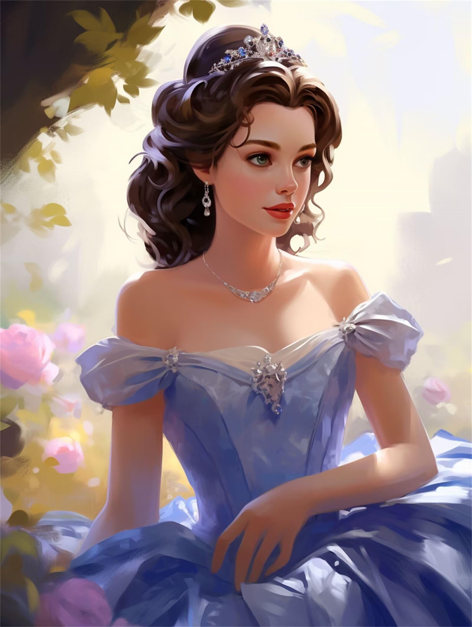 Paint by Numbers for Adults, DIY Princess Canvas Oil Painting Kit for Kids or Beginner, Woman Paint-by-Number Kits on Canvas, Acrylic Pigment Drawing Paintwork for Gifts and Home Wall Decor 12x16in