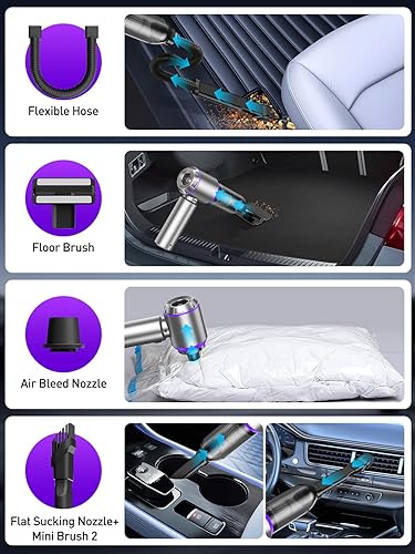 Miniatura 5 de Aspiradoraplumero de aire 80,000 RPM Super Power Mini Aspirador de coche 4 en 1 Pistola soplador de aire y soplador de aire y bomba de mano