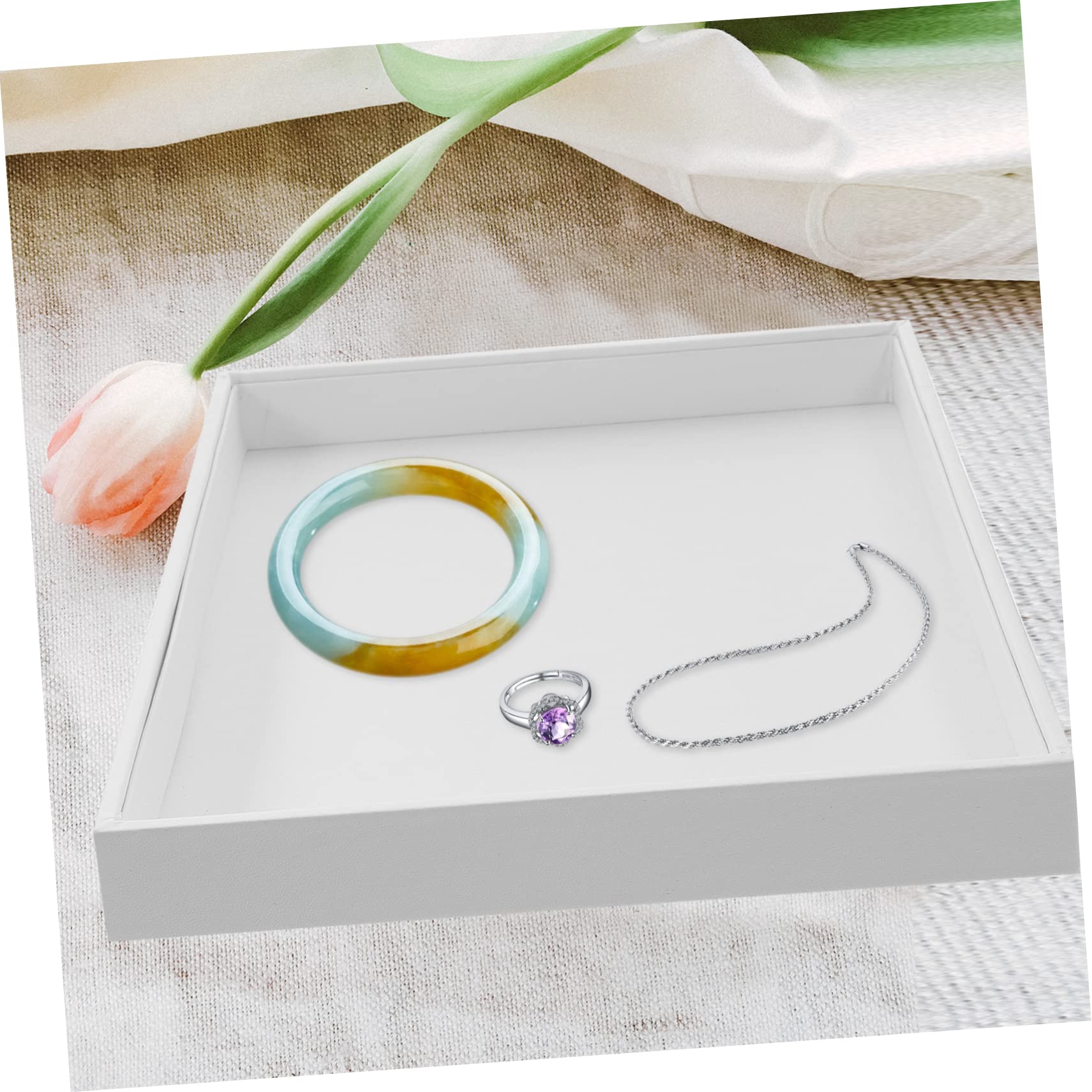 Bandeja para Joyas de Color Hecha de Pu Organizador de Pendientes Bandeja para Anillos Soporte para Joyas