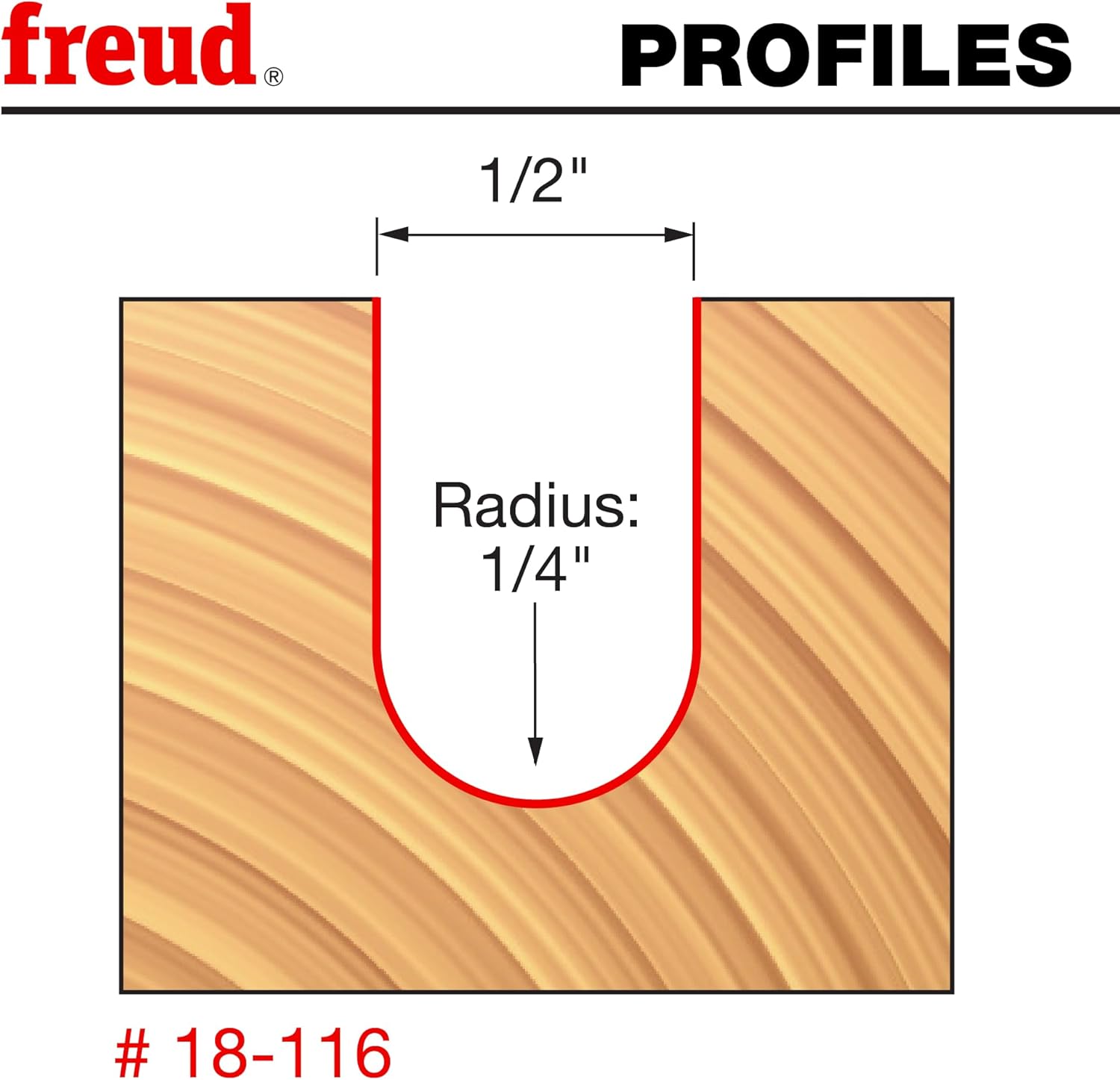 Freud 18-116: 1/4" Radius Round Nose Bit with 1/2" Shank