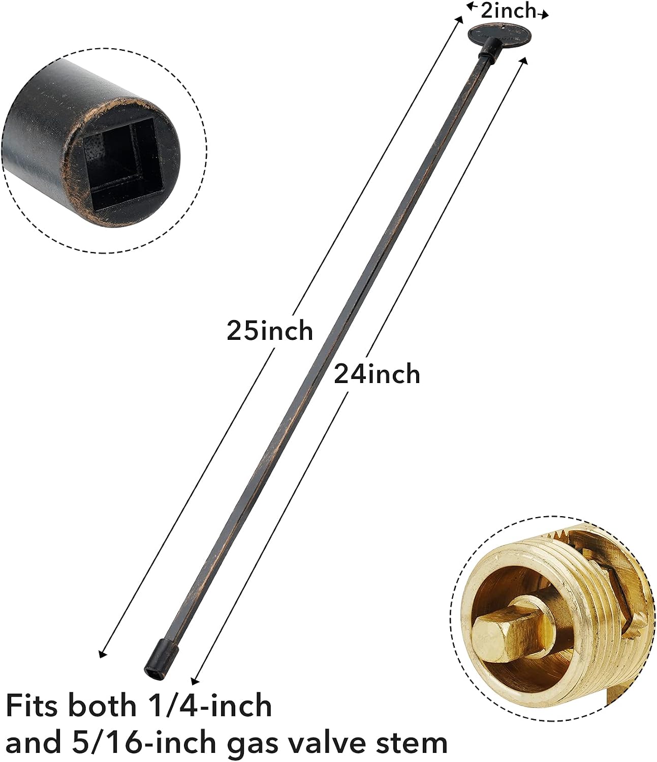 Stanbroil Universal 24-Inch Gas Valve Key, Fits 1/4" and 5/16" Turn Ball Valve for Fire Pits and Fireplaces, Antique Copper