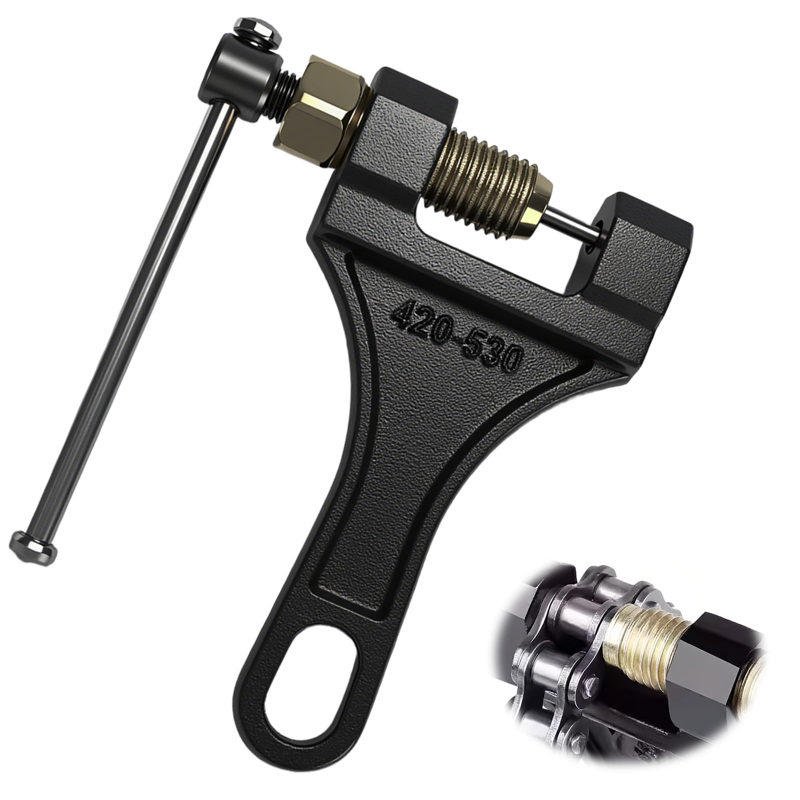 Motorcycle Chain Breaker Tool #420-530,Heavy Duty Motorbike Chain Splitter,Delinker & Rivet Removal Cutter,Universal Roller Chain Link Removal Repair Tool for Dirt Pit Bike, ATV, Quad, Kart, Motorbike