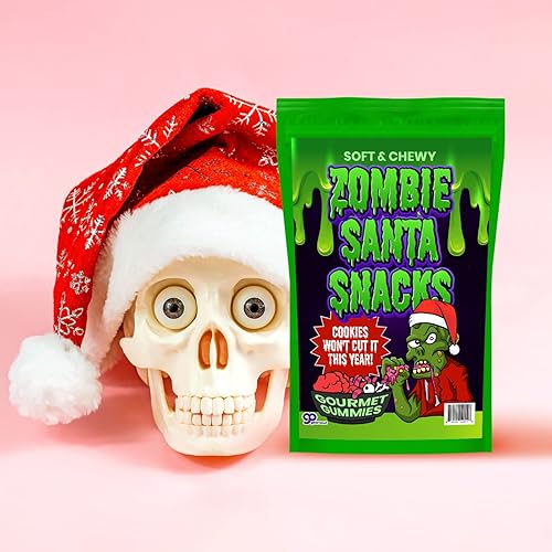 Miniatura 7 de Zombie Santa Snacks - Gomitas de gomitas gourmet para niños - Divertido regalo de Navidad espeluznante de zombi - Ojos masticables, cerebros, dedos
