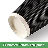 Vista 3 de Paquete de 88 Tazas de café desechables con tapas, 12 onzas, tazas aisladas de pared ondulada con tapas y agitadores, perfectas para bebidas