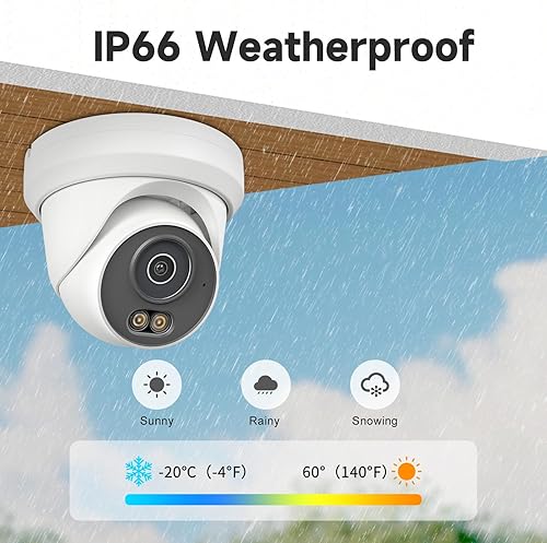 Miniatura 8 de UNILOOK Cámara PoE de 4 MP, Cámara PoE de seguridad de torreta para interiores y exteriores, Visión nocturna a color de luz dual inteligente,