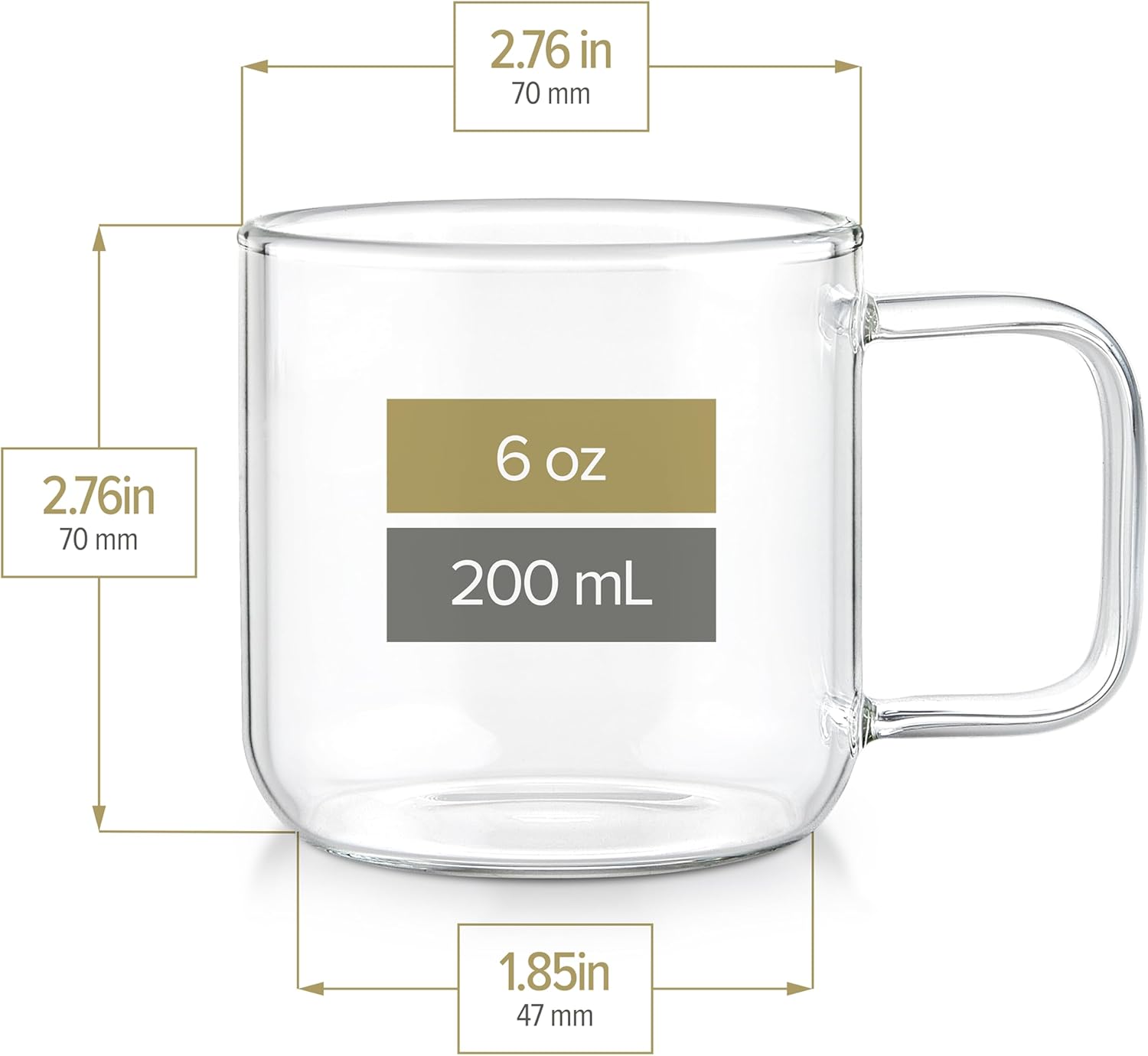 Teabloom Set of Two Premium Borosilicate Glass Cups - 6 Ounces / 180 ml - Stain-free and Microwave Safe - Image 2