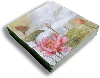 Set of 20 Individual Decoupage Shabby Chic Paper Party Napkins Lotus Flower Watercolor Decor Luncheon Napkin for a Birthday holiday, Wedding, Cocktail Party