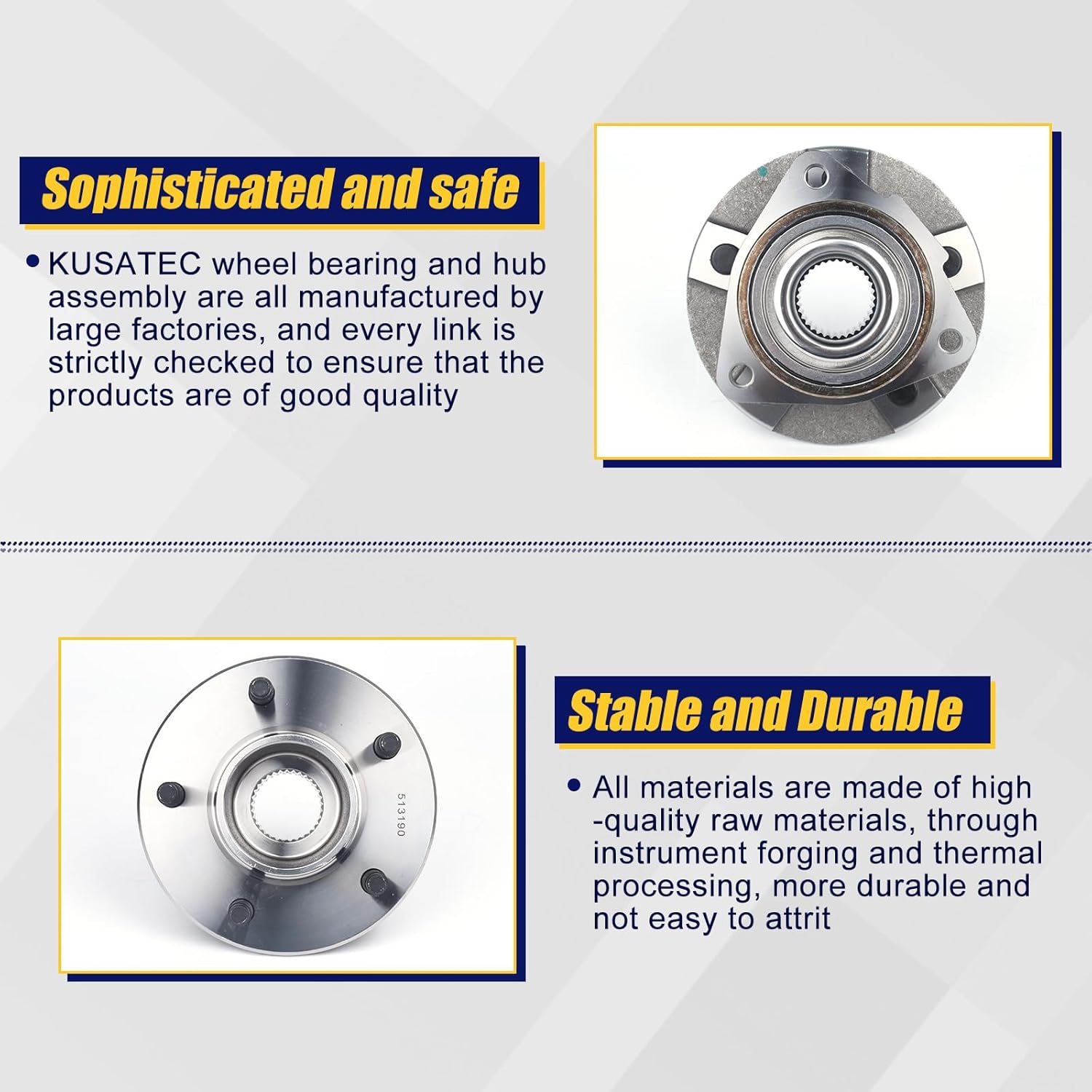 KUSATEC 513190 Front Wheel Bearing and Hub Assembly Compatible with 2005 Chevy Equinox, 2006 Pontiac Torrent, 2002-2007 Saturn Vue, 5 Lug Bolts without ABS