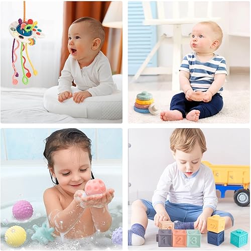 Miniatura 9 de Juguetes para bebés de 6 a 36 meses, juego de juguetes Montessori 5 en 1 para bebés, juguetes sensoriales para niños pequeños de 1 a 3 años,