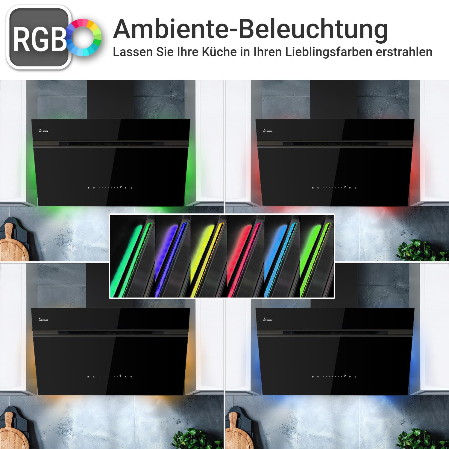 KKT KOLBE A+++ Okap Kuchenny 80 cm 782 m³/h Czarny Szkło SensorTouch WiFi