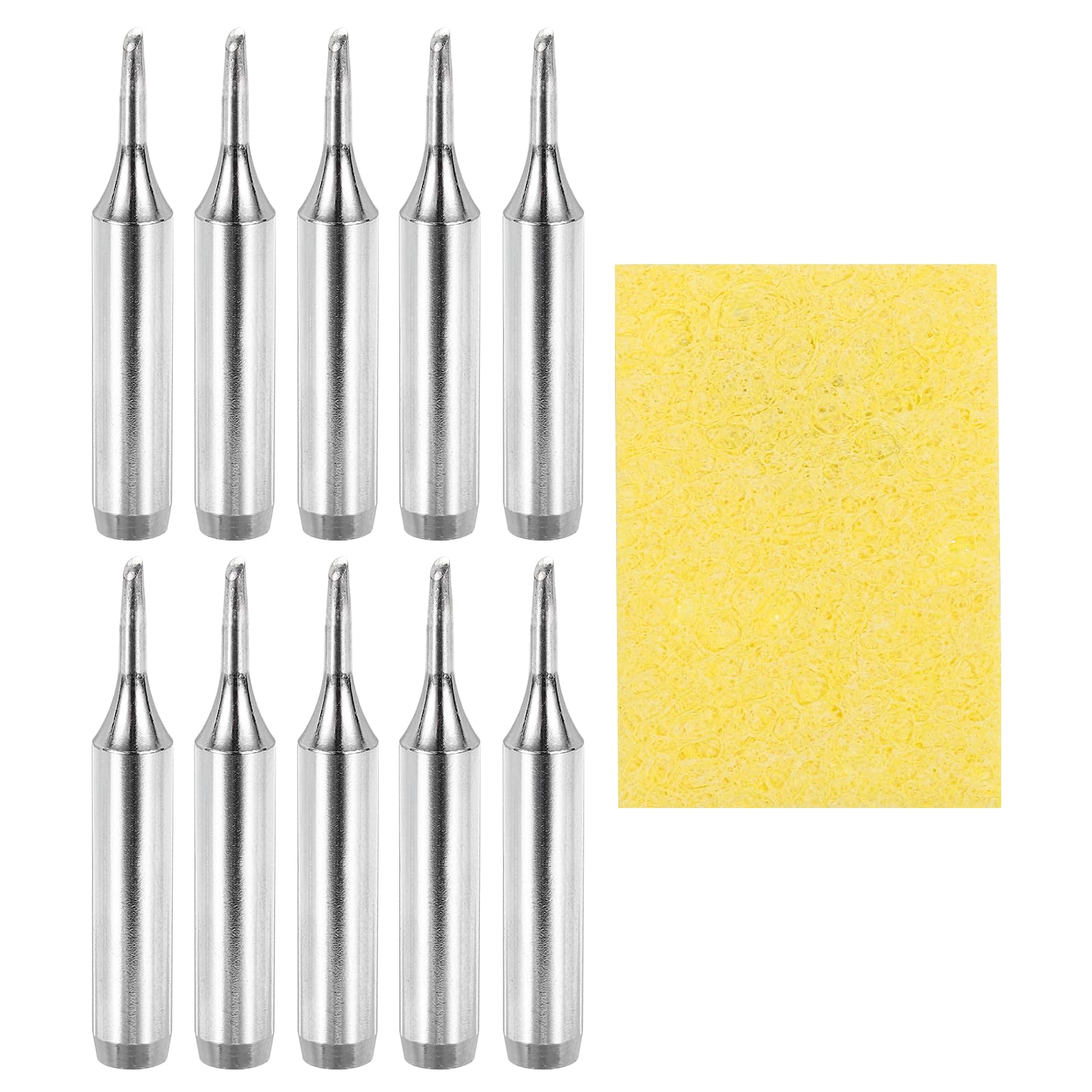 sourcing map Pack of 10 900M Solder Tips Internally Heated Soldering Tips with Cleaning Sponge Pad Replacement Welding Accessories Kit for Electrical Solder Station Tip (900M-T-1.5C)