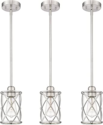Brushed Nickel Pendant Lights Kitchen Island 3 Pack
