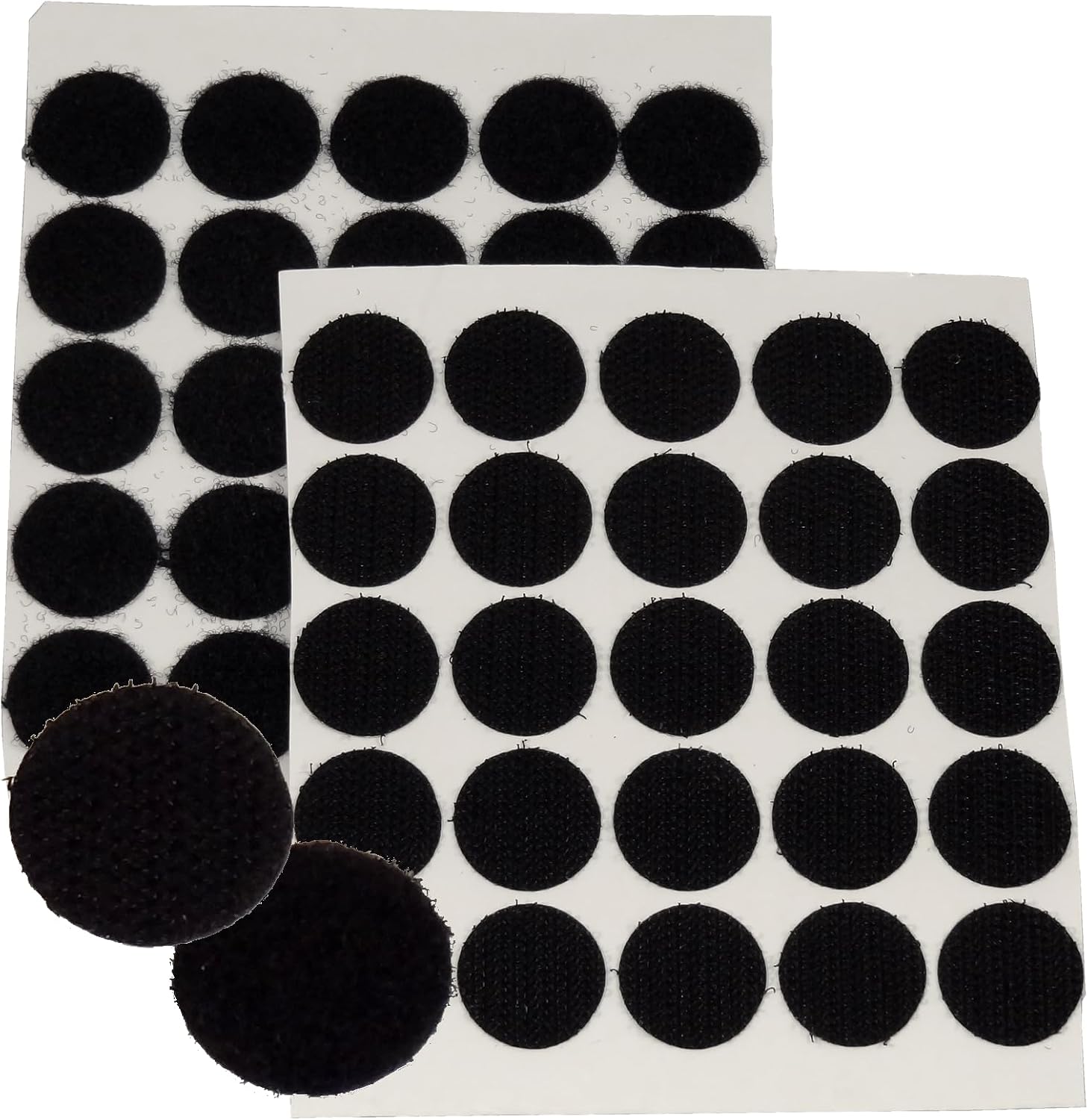 BlueDot Trading, Hook & Loop Fastener Sticky Dot Adhesive Backed Coins Perfect for DIY, Crafts, Office, Classroom, 3/4", Quantity 50, Black