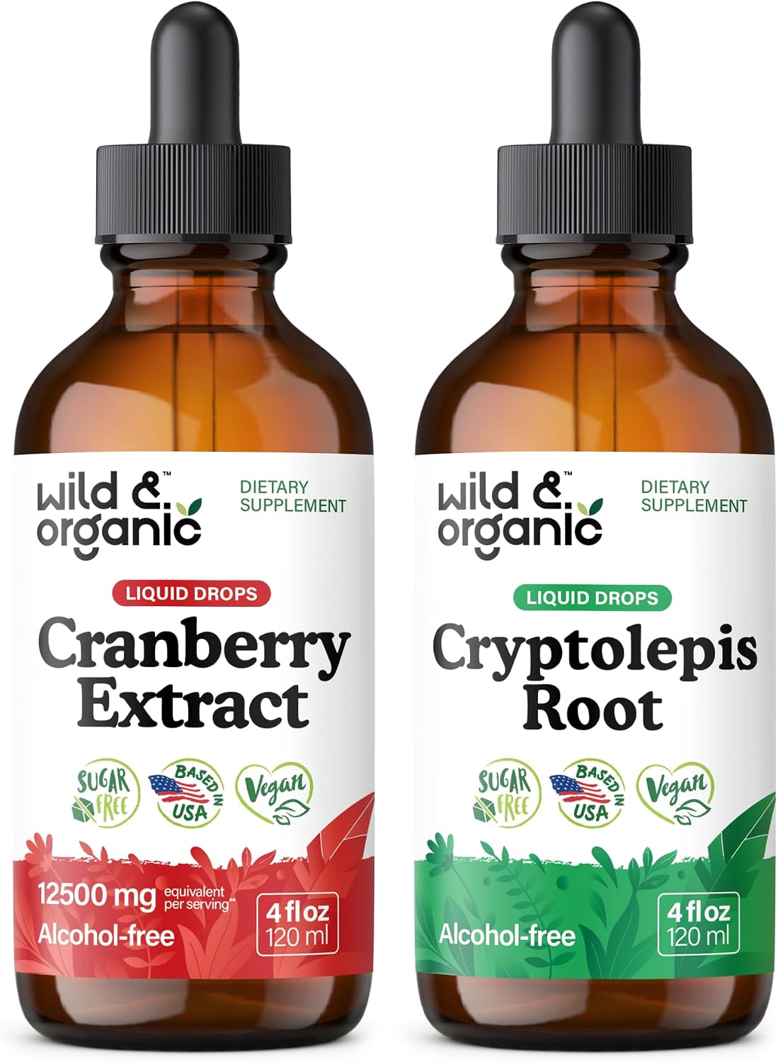 Wild & Organic Cranberry Extract Tincture 4 fl oz & Cryptolepis Root Tincture 4 fl oz