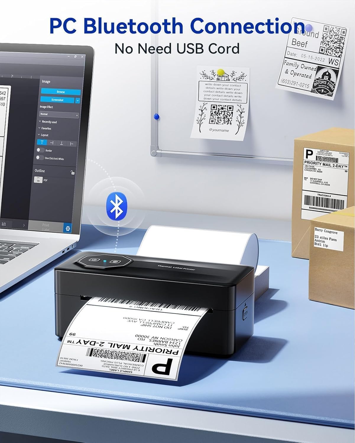 TATTMUSE Bluetooth Thermal Label 4X6 Wireless Shipping Label Printer